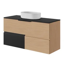 Plan De Travail Buanderie|Plan De Travail Salle De Bains|GoodHome Plan de toilette L.120 x l.45 x ép.18 cm noir mat Kentia