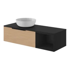 Plan De Travail Buanderie|Plan De Travail Salle De Bains|GoodHome Plan de toilette L.120 x l.45 x ép.18 cm noir mat Kentia