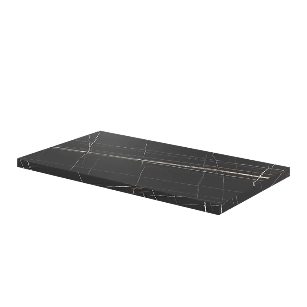 GoodHome Plan de toilette L.80 x l.45 x ép.2 cm effet marbre noir Cadélia