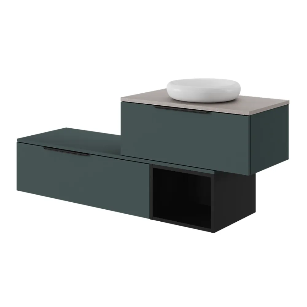 GoodHome Plan de toilette L.80 x l.45 x ép.2 cm effet marbre noir Cadélia