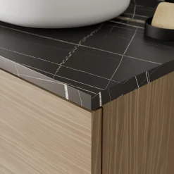 GoodHome Plan de toilette L.80 x l.45 x ép.2 cm effet marbre noir Cadélia