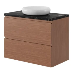 GoodHome Plan de toilette L.80 x l.45 x ép.2 cm effet marbre noir Cadélia
