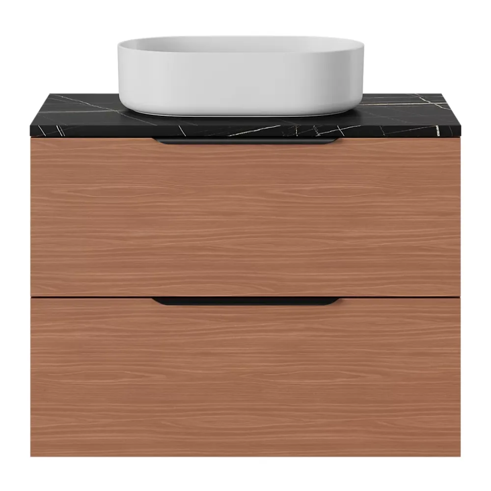 GoodHome Plan de toilette L.80 x l.45 x ép.2 cm effet marbre noir Cadélia