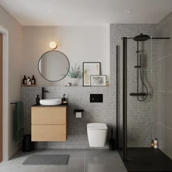 GoodHome Plan de toilette L.80 x l.45 x ép.2 cm effet marbre noir Cadélia