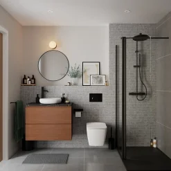 GoodHome Plan de toilette L.80 x l.45 x ép.2 cm effet marbre noir Cadélia