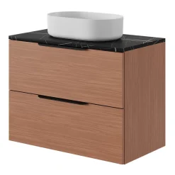 GoodHome Plan de toilette L.80 x l.45 x ép.2 cm effet marbre noir Cadélia
