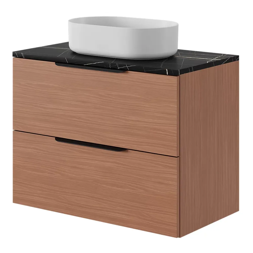 GoodHome Plan de toilette L.80 x l.45 x ép.2 cm effet marbre noir Cadélia