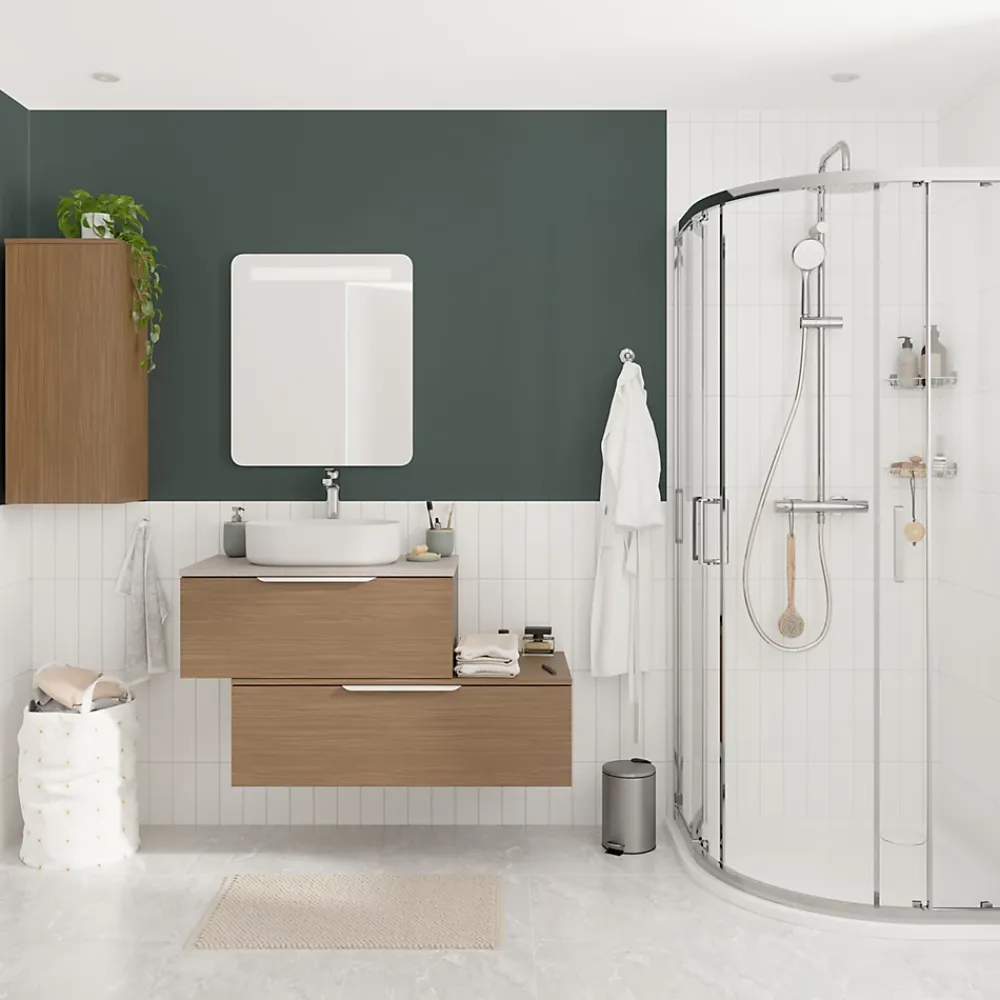 GoodHome Plan de toilette L.100 x l.45 x ép.18 cm effet noyer Kentia