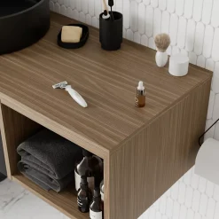 GoodHome Plan de toilette L.100 x l.45 x ép.18 cm effet noyer Kentia