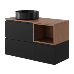 GoodHome Plan de toilette L.100 x l.45 x ép.18 cm effet noyer Kentia