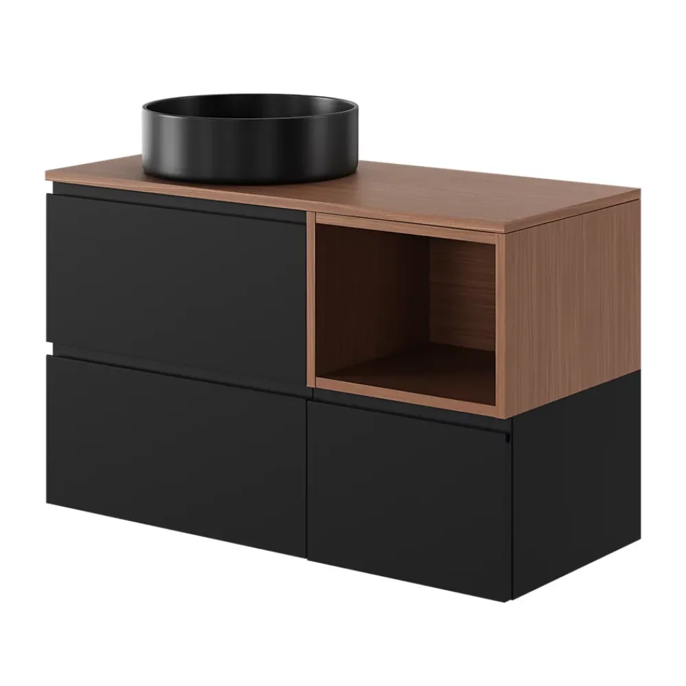 GoodHome Plan de toilette L.100 x l.45 x ép.18 cm effet noyer Kentia