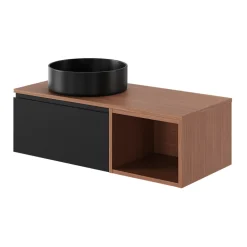 GoodHome Plan de toilette L.100 x l.45 x ép.18 cm effet noyer Kentia