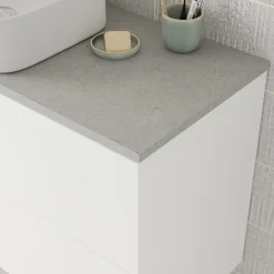 Plan De Travail Buanderie|Plan De Travail Salle De Bains|GoodHome Plan de toilette L.120 x l.45 x ép.2 cm effet granite gris Cadélia