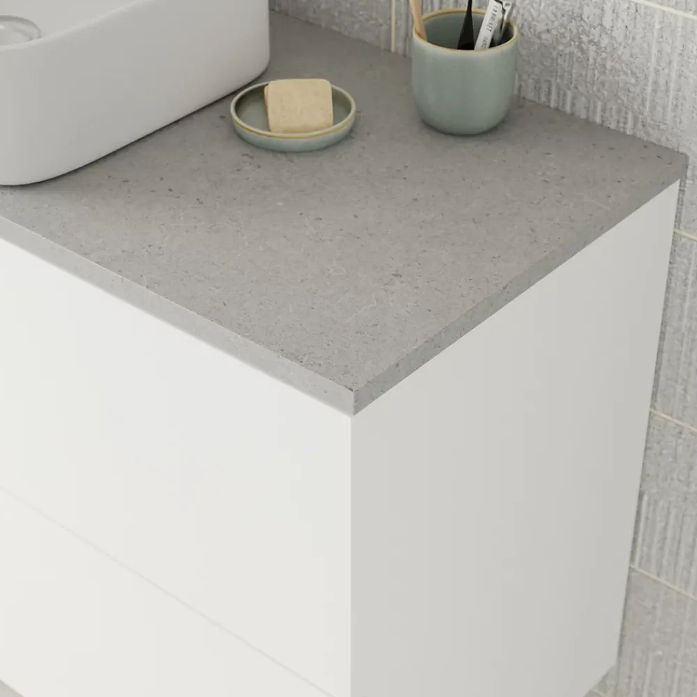 Plan De Travail Buanderie|Plan De Travail Salle De Bains|GoodHome Plan de toilette L.120 x l.45 x ép.2 cm effet granite gris Cadélia