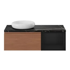 GoodHome Plan de toilette L.100 x l.45 x ép.2 cm effet marbre noir Cadélia