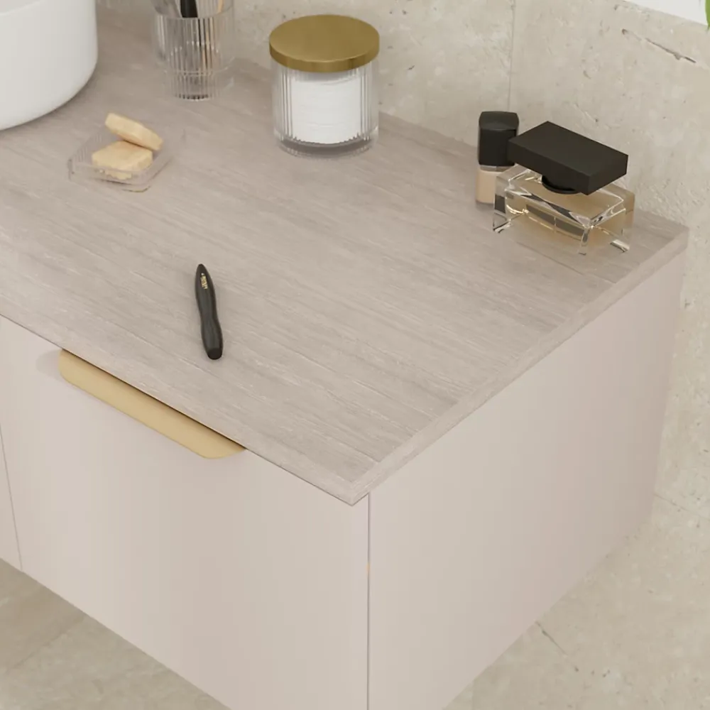 Plan De Travail Buanderie|Plan De Travail Salle De Bains|GoodHome Plan de toilette L.120 x l.45 x ép.2 cm effet travertin Cadélia