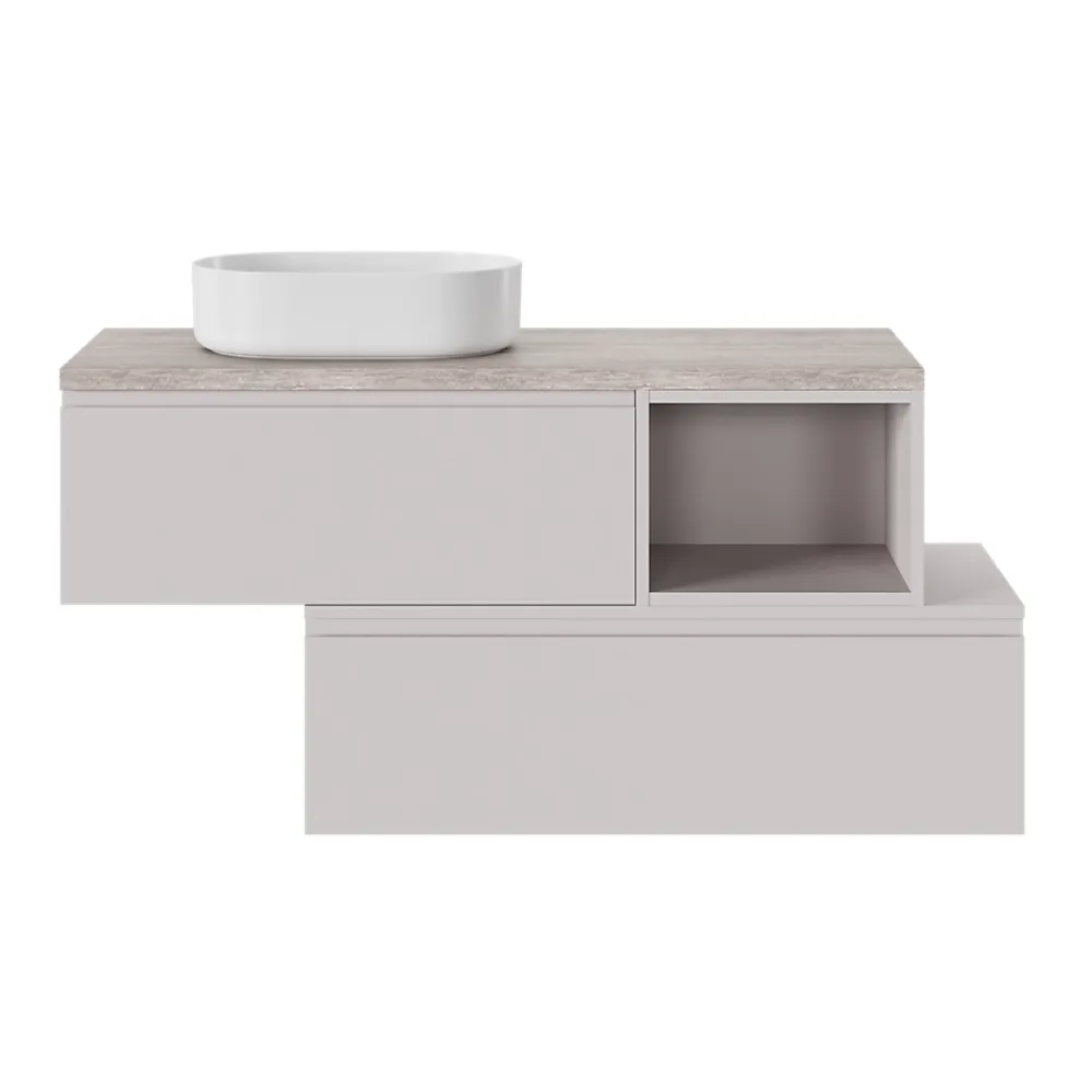 Plan De Travail Buanderie|Plan De Travail Salle De Bains|GoodHome Plan de toilette L.120 x l.45 x ép.2 cm effet travertin Cadélia