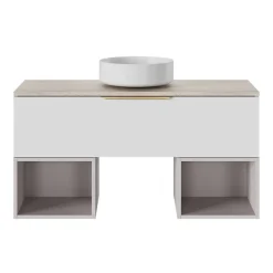 Plan De Travail Buanderie|Plan De Travail Salle De Bains|GoodHome Plan de toilette L.120 x l.45 x ép.2 cm effet travertin Cadélia