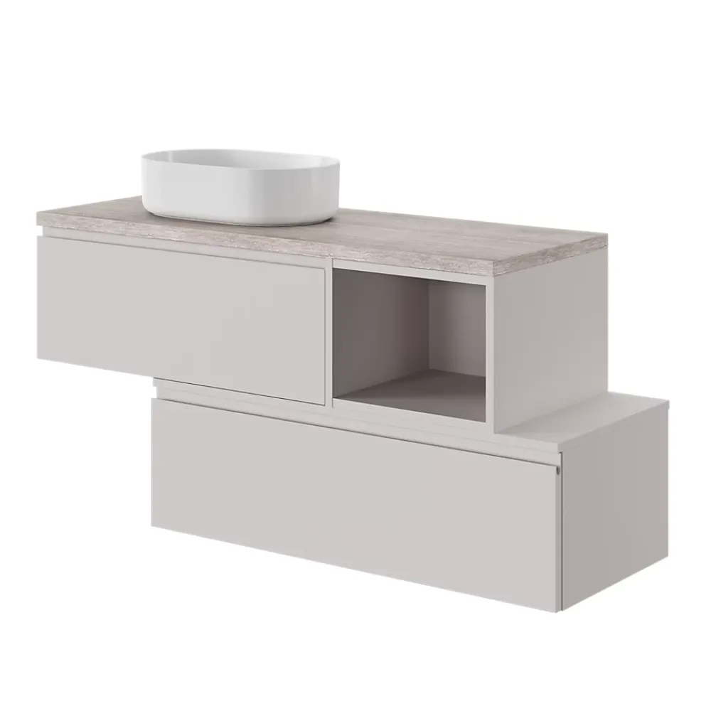 Plan De Travail Buanderie|Plan De Travail Salle De Bains|GoodHome Plan de toilette L.120 x l.45 x ép.2 cm effet travertin Cadélia