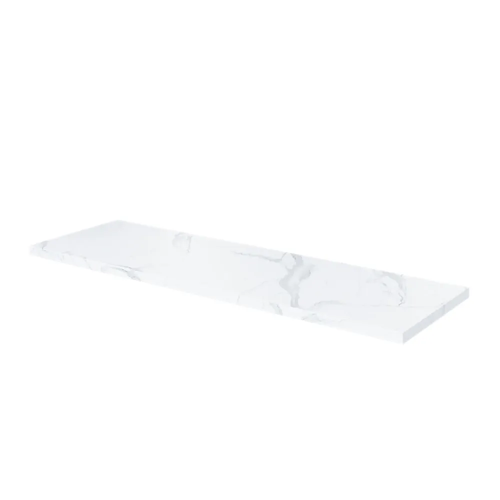 Plan De Travail Buanderie|Plan De Travail Salle De Bains|GoodHome Plan de toilette L.140 x l.45 x ép.2 cm effet marbre blanc Cadélia