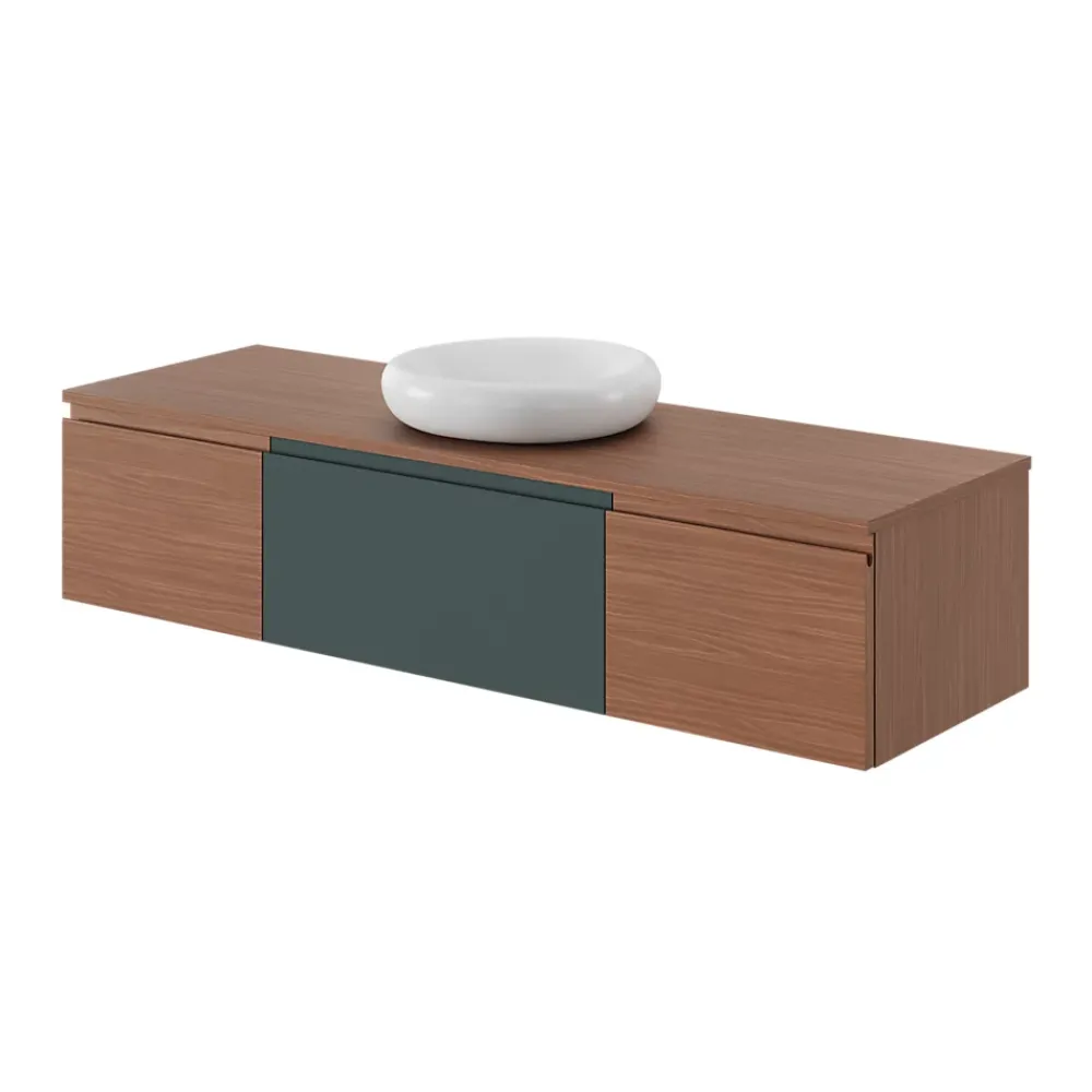 GoodHome Plan de toilette L.140 x l.45 x ép.2 cm effet marbre vert Cadélia