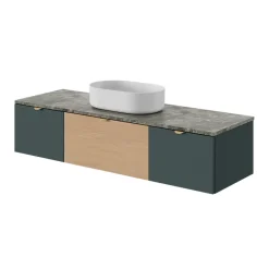 GoodHome Plan de toilette L.140 x l.45 x ép.2 cm effet marbre vert Cadélia