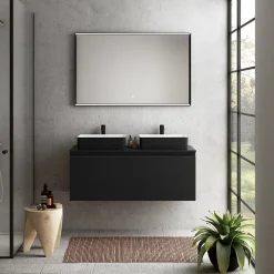 Ipiemme SRL Plan de toilette noir mat L.120 x l.51,5 x ép.2 cm, Pura+