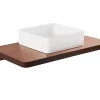 Plan Simple Vasque|Sanindusa Plan de toilette noyer pour vasque ou lavabo à poser 80x50 trou central de bonde d'évacuation pré-percé Emma 80 noyer
