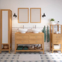 Plan De Travail Buanderie|Plan De Travail Salle De Bains|GoodHome Plan de toilette placage chêne L.120,4 x l.45,2 x ép.2,8 cm, Perma