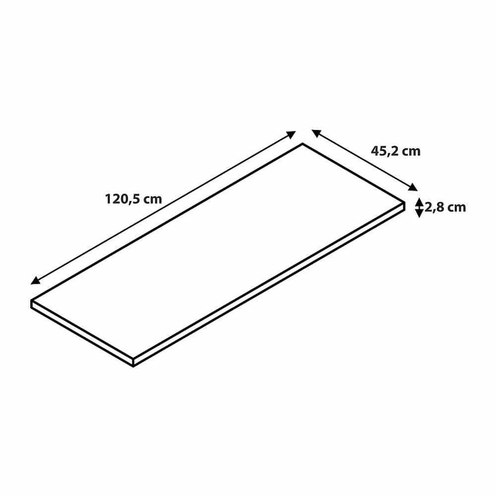Plan De Travail Buanderie|Plan De Travail Salle De Bains|GoodHome Plan de toilette placage chêne L.120,4 x l.45,2 x ép.2,8 cm, Perma