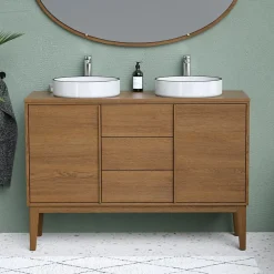 Plan De Travail Buanderie|GoodHome Plan de toilette placage chêne L.120 x 45 cm Kabayan