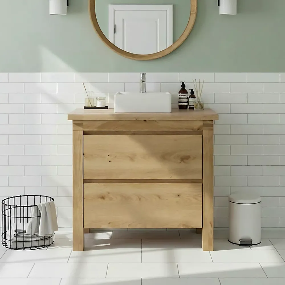 Plan de toilette plaqué chêne L.96 x P.50 cm, Cooke & Lewis Harmon