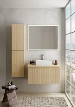 Ipiemme SRL Plan de toilette plaqué chêne clair L.90 x l.51,5 x ép.2 cm, Pura+