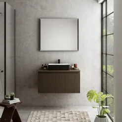 Ipiemme SRL Plan de toilette plaqué noyer L.90x l.51,5 x ép.2 cm, Pura+