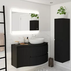 Plan de toilette pour vasque à poser version droite Vague noir mat 103,1 cm