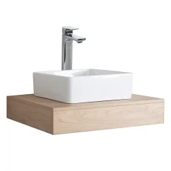 Etagère Salle De Bains|Meuble De Salle De Bains Faible Profondeur|Mob-In Plan de toilette suspendu pour vasque WILL - 60 cm - Ep. 12 cm - Décor Chêne