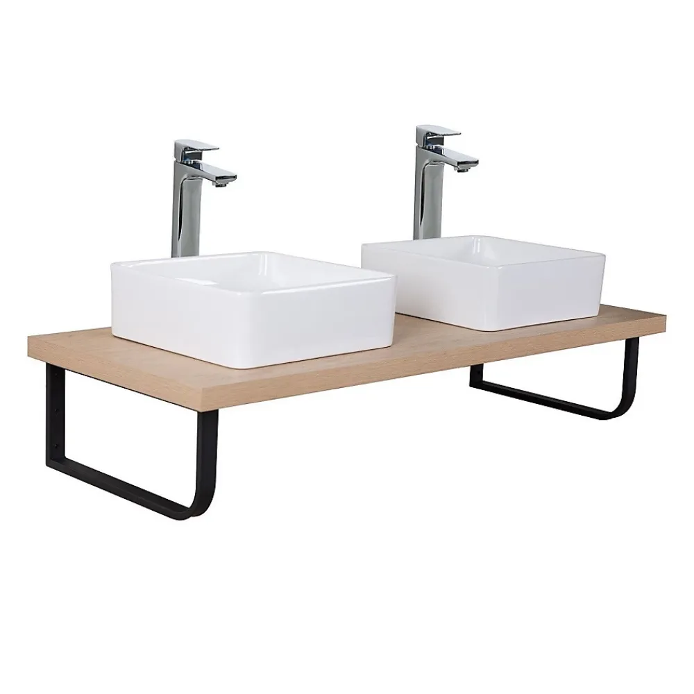 Etagère Salle De Bains|Mob-In Plan de toilette suspendu pour vasque WILL - 120 cm avec équerres noires
