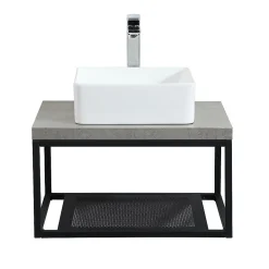 Etagère Salle De Bains|Mob-In Plan de toilette suspendu WILL -Ep. 3,8cm L60cm + structure métal