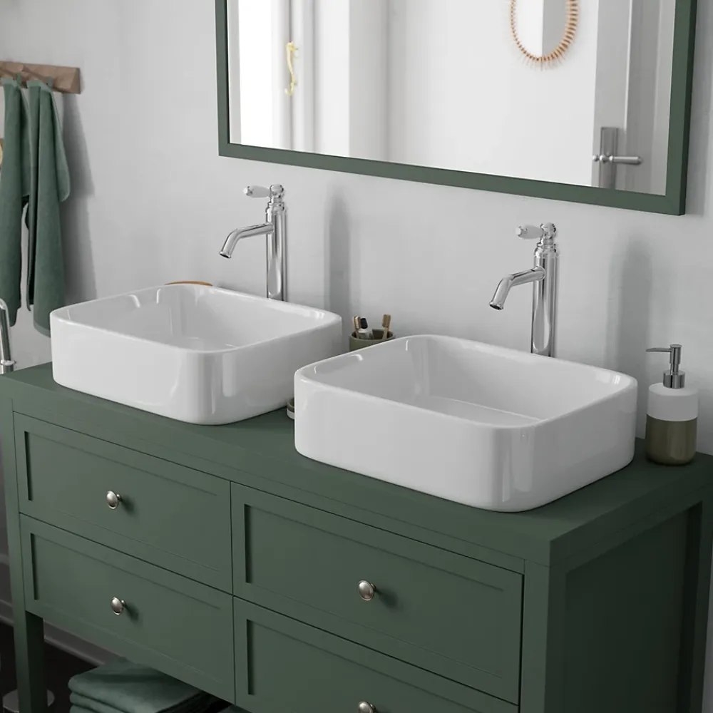 GoodHome Plan de toilette vert mat L.120,4 x l.45,2 x ép.2,8 cm, Perma