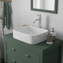 Plan De Travail Buanderie|Plan De Travail Salle De Bains|GoodHome Plan de toilette vert mat L.80,4 x l.45,2 x ép.2,8 cm, Perma