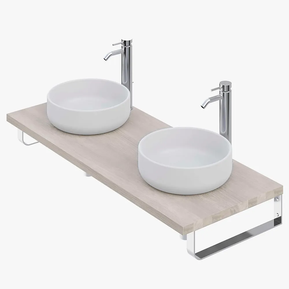 Plan De Travail Salle De Bains|T-Bath Plan de toilette 121x49x3 cm hydrofuge placage frêne naturel