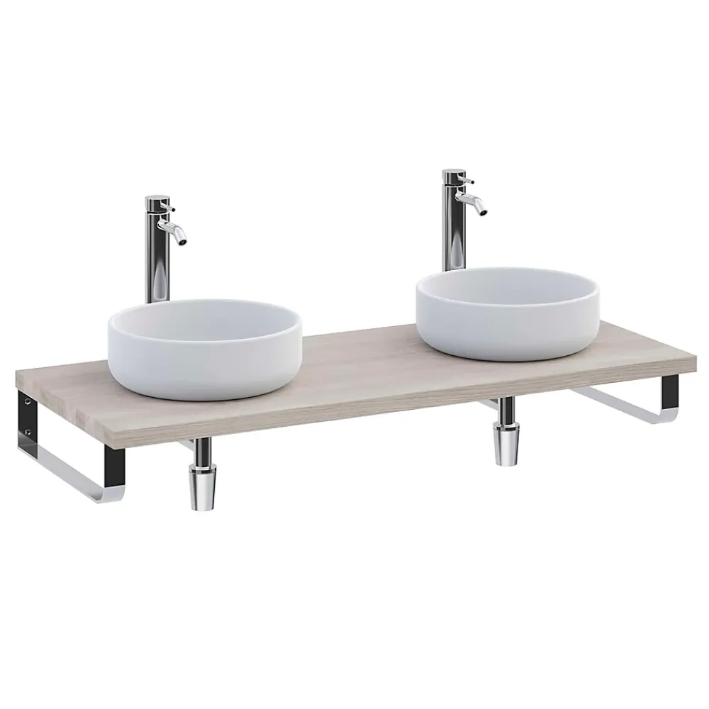 Plan De Travail Salle De Bains|T-Bath Plan de toilette 121x49x3 cm hydrofuge placage frêne naturel