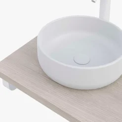Plan De Travail Salle De Bains|T-Bath Plan de toilette 121x49x3 cm hydrofuge placage frêne naturel avec supports blancs