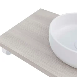 Plan De Travail Salle De Bains|T-Bath Plan de toilette 91x49x3 cm hydrofuge placage frêne naturel avec supports blancs