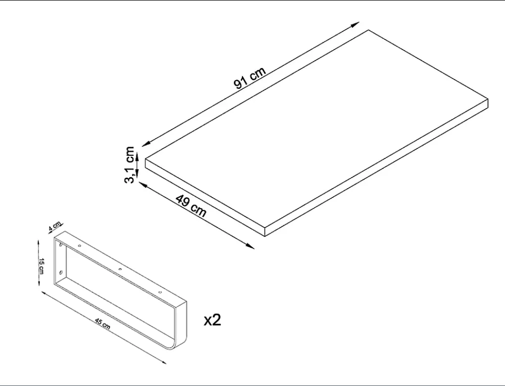 Plan De Travail Salle De Bains|T-Bath Plan de toilette 91x49x3 cm hydrofuge placage frêne naturel avec supports blancs