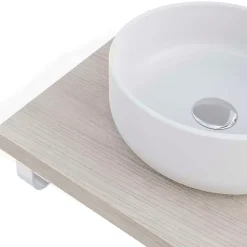 Plan De Travail Salle De Bains|T-Bath Plan de toilette 61x49x3 cm hydrofuge placage frêne naturel avec supports chromés