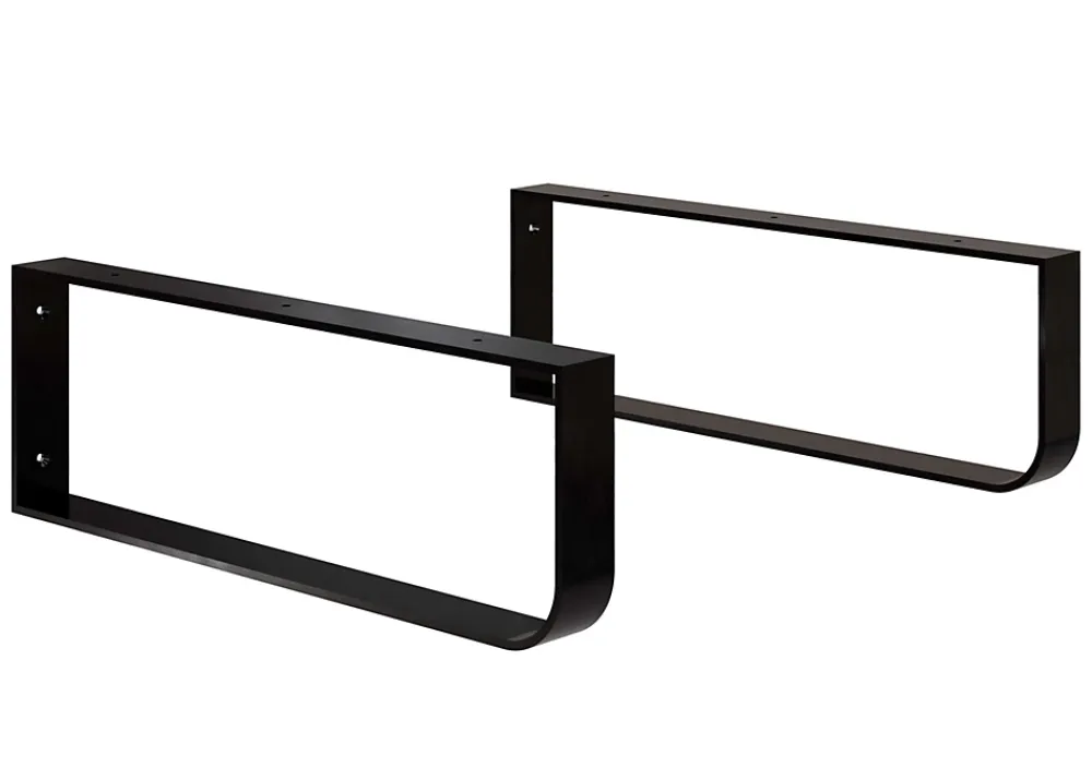T-Bath Plan de toilette 91x49x3 cm hydrofuge placage frêne naturel avec supports noirs