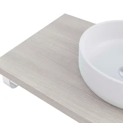 T-Bath Plan de toilette 91x49x3 cm hydrofuge placage frêne naturel avec supports chromés