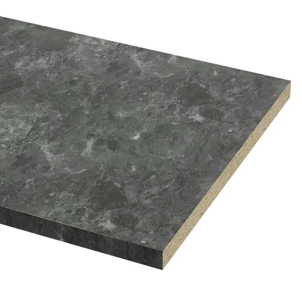 Plan De Travail Buanderie|GoodHome Plan de travail aspect marbre gris foncé Kala L.300 x l.62 x Ép.3,8 cm
