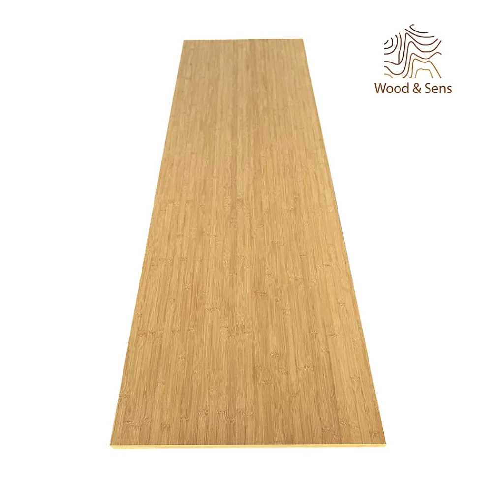Wood&Sens Plan de travail bois massif Bambou Naturel lamellé collé L.250 x P.65 cm, Ep.26 mm